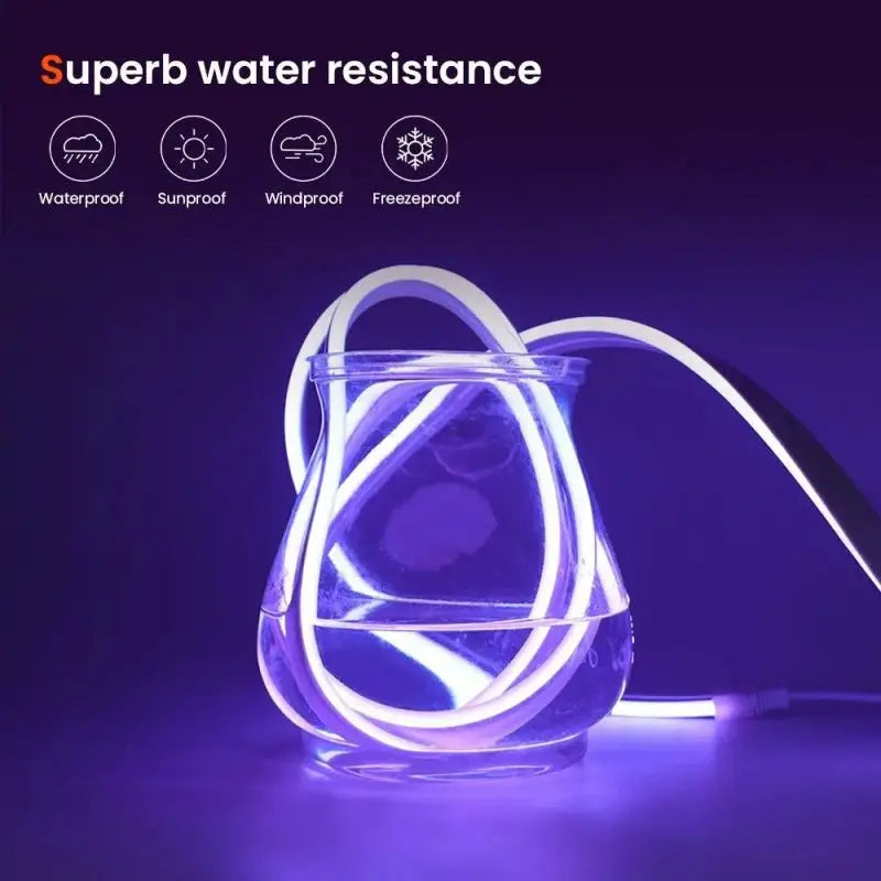 RGB LED Strip Flexible Silicone Neon LED Sign Lights Lamp Rope Waterproof Dimmable Remote Control USB 5V 108Leds/M Room Decor