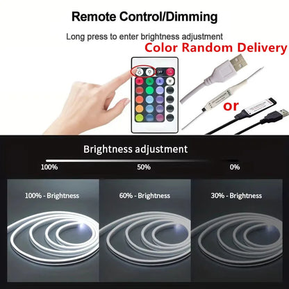 RGB LED Strip Flexible Silicone Neon LED Sign Lights Lamp Rope Waterproof Dimmable Remote Control USB 5V 108Leds/M Room Decor